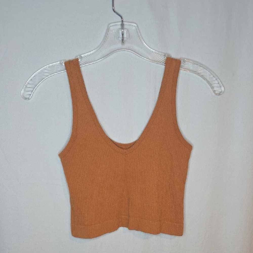 Urban Outfitters Tan Ribbed Crop Top